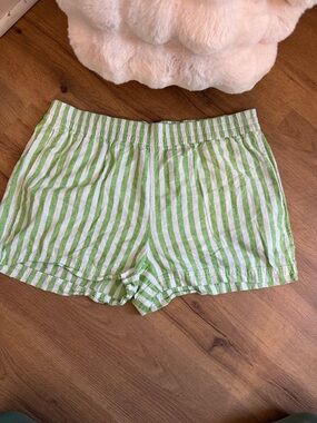 Old Navy Green and White Striped Athletic Shorts